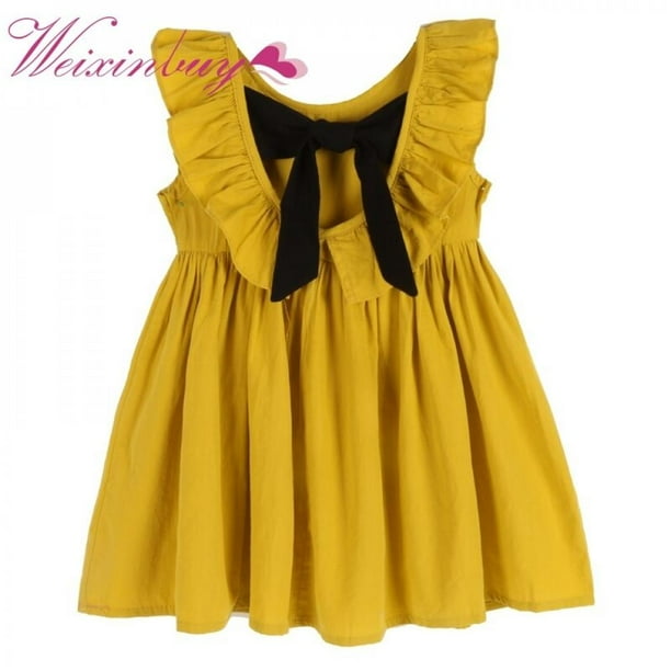 Toddler Kid Summer Infant Baby Girls Fly Sleeve Solid Bow Dress Clothes Dresses Toddler Kid Summer Infant Baby Girls Fly Sleeve Solid Bow Dress Clothes Dresses